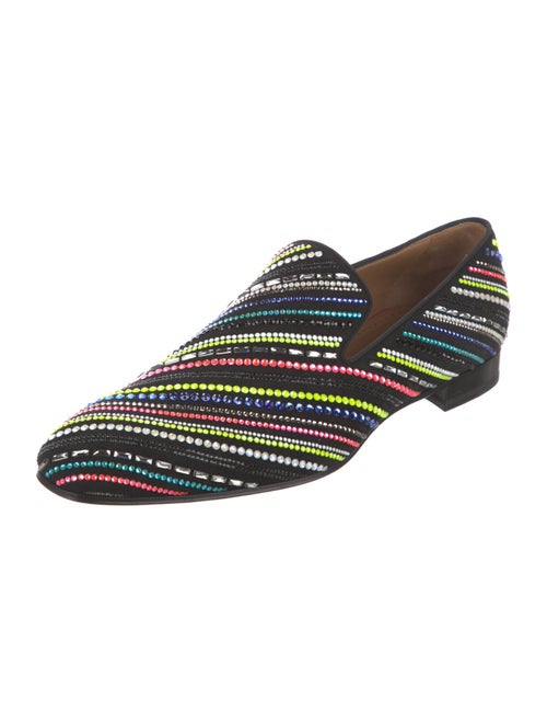 Christian Louboutin Striped Crystal Embellishments Loafers