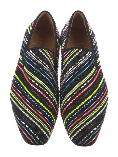 Christian Louboutin Striped Crystal Embellishments Loafers