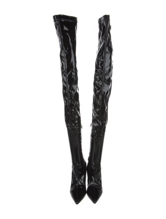 Christian Louboutin Patent Leather Crystal Embellishments Boots