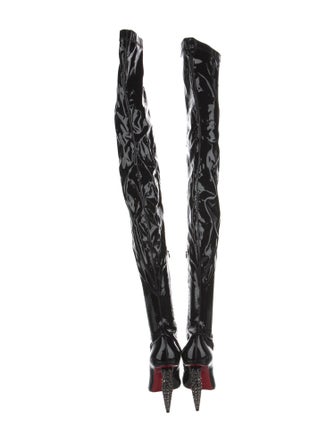 Christian Louboutin Patent Leather Crystal Embellishments Boots