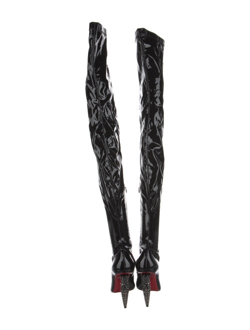 Christian Louboutin Patent Leather Crystal Embellishments Boots
