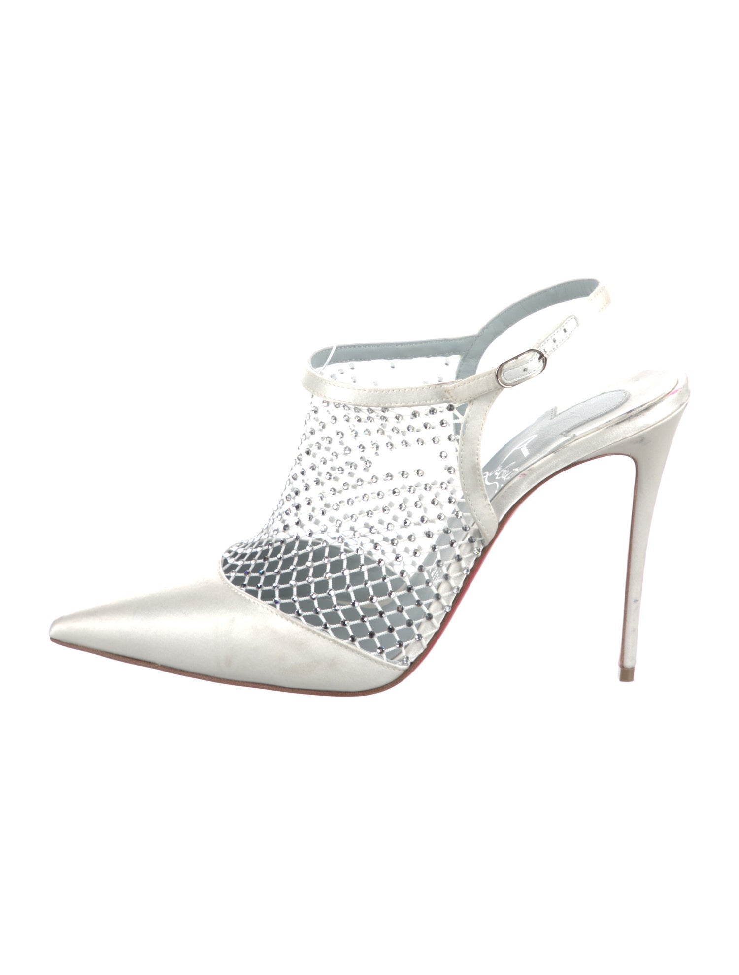 Christian Louboutin Satin Crystal Embellishments T-Strap Pumps
