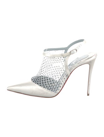 Christian Louboutin Satin Crystal Embellishments T-Strap Pumps