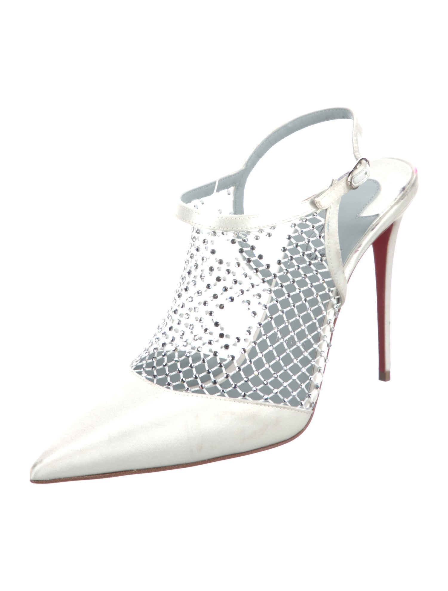 Christian Louboutin Satin Crystal Embellishments T-Strap Pumps