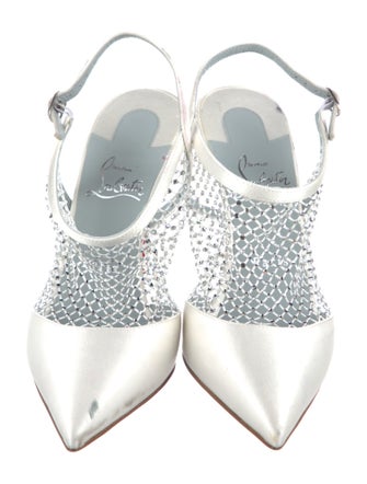 Christian Louboutin Satin Crystal Embellishments T-Strap Pumps
