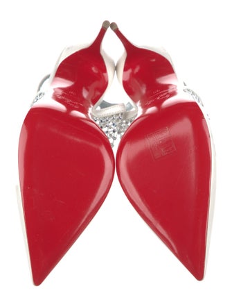 Christian Louboutin Satin Crystal Embellishments T-Strap Pumps