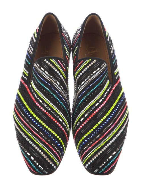 Christian Louboutin Striped Crystal Embellishments Loafers