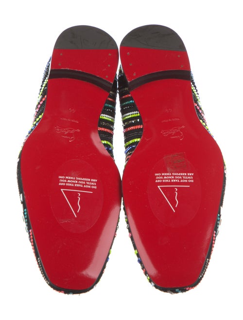 Christian Louboutin Striped Crystal Embellishments Loafers