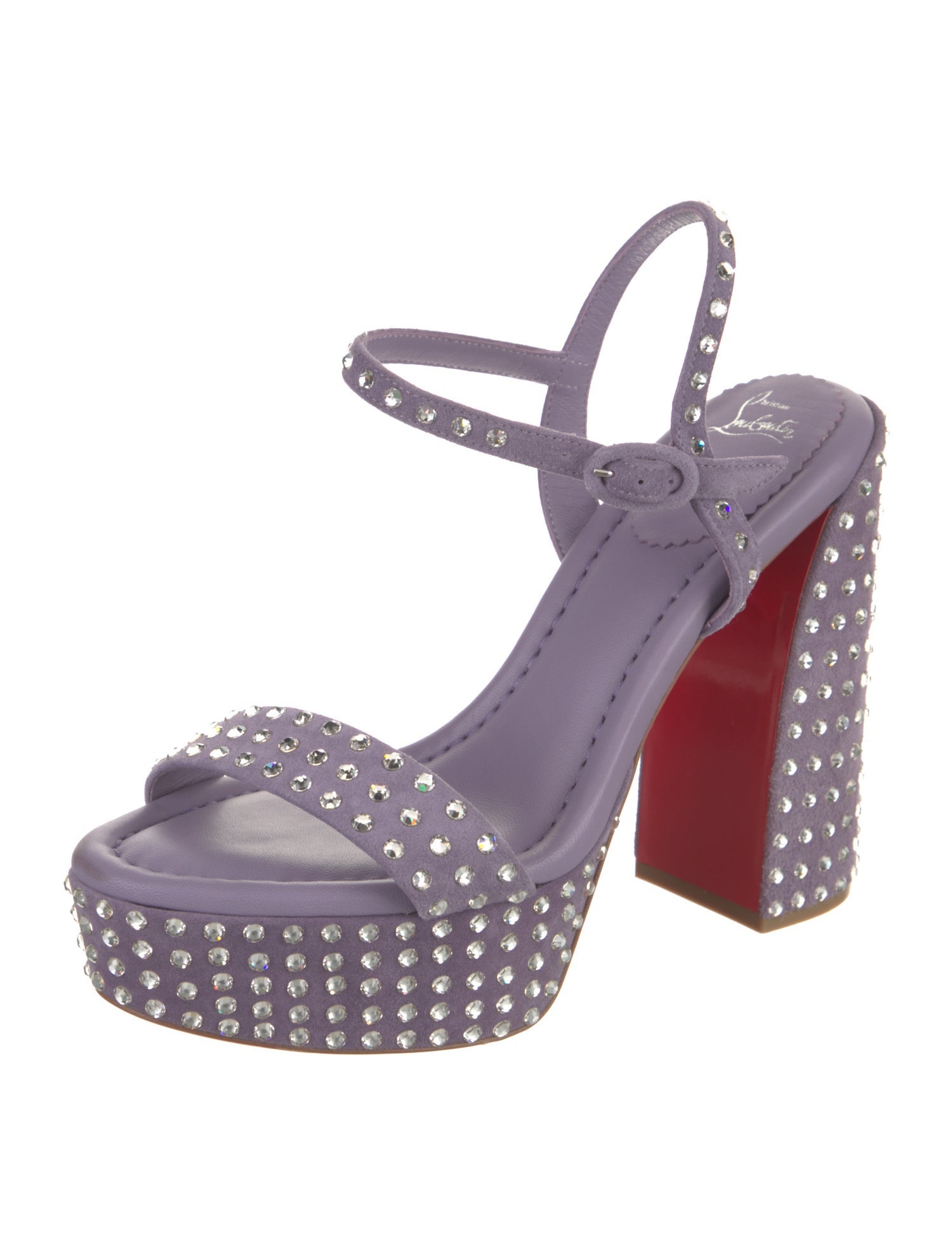 Christian Louboutin Suede Floral Print Sandals