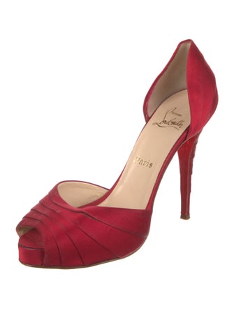 Christian Louboutin Satin Pleated Accents D'Orsay Pumps