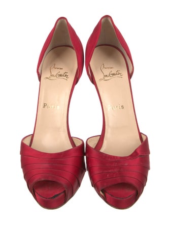 Christian Louboutin Satin Pleated Accents D'Orsay Pumps