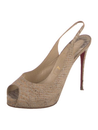 Christian Louboutin Embossed Leather Animal Print Slingback Pumps