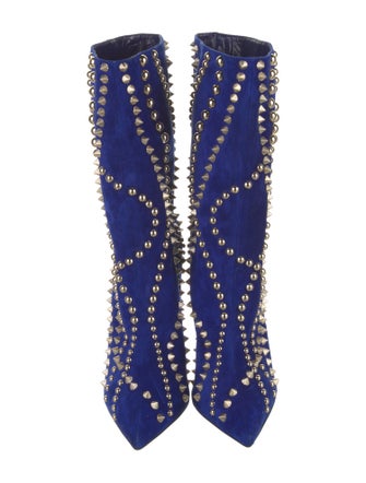 Christian Louboutin Suede Studded Accents Boots