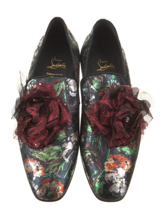 Christian Louboutin Embossed Leather Printed Dress Loafers