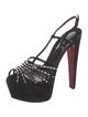 Christian Louboutin Suede Crystal Embellishments Slingback Pumps