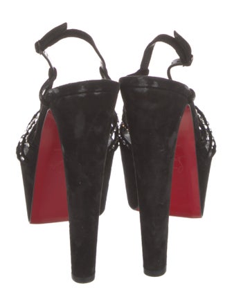 Christian Louboutin Suede Crystal Embellishments Slingback Pumps