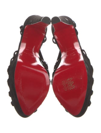 Christian Louboutin Suede Crystal Embellishments Slingback Pumps