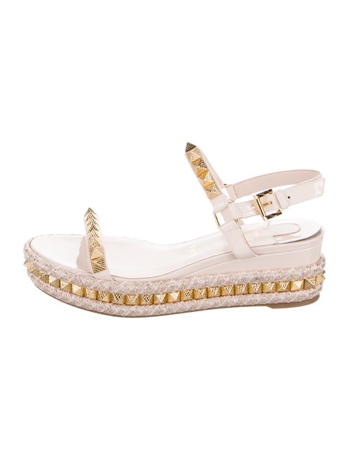 Christian Louboutin Patent Leather Studded Accents Espadrilles