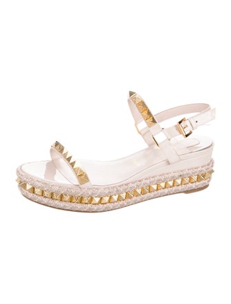 Christian Louboutin Patent Leather Studded Accents Espadrilles