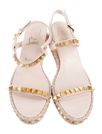 Christian Louboutin Patent Leather Studded Accents Espadrilles