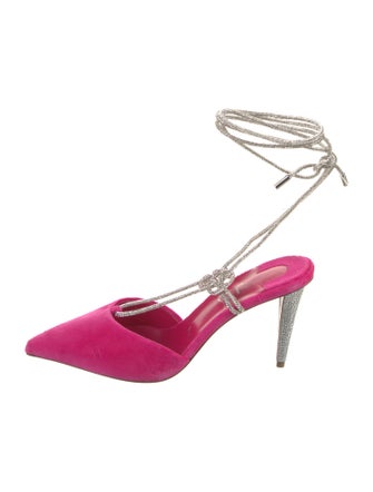 Christian Louboutin Velvet Crystal Embellishments Slingback Pumps