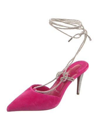 Christian Louboutin Velvet Crystal Embellishments Slingback Pumps