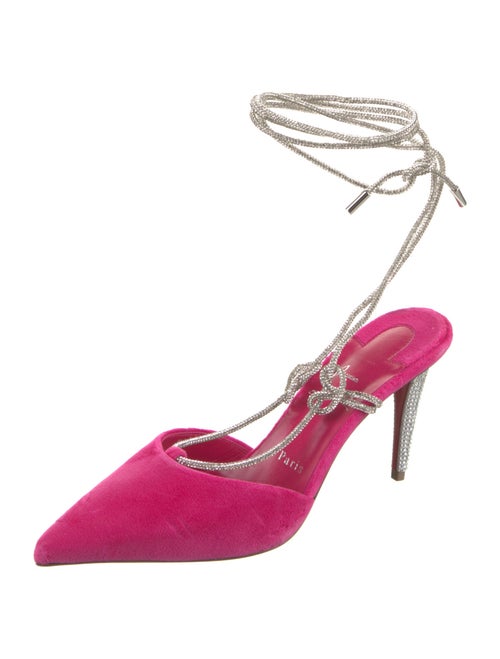 Christian Louboutin Velvet Crystal Embellishments Slingback Pumps