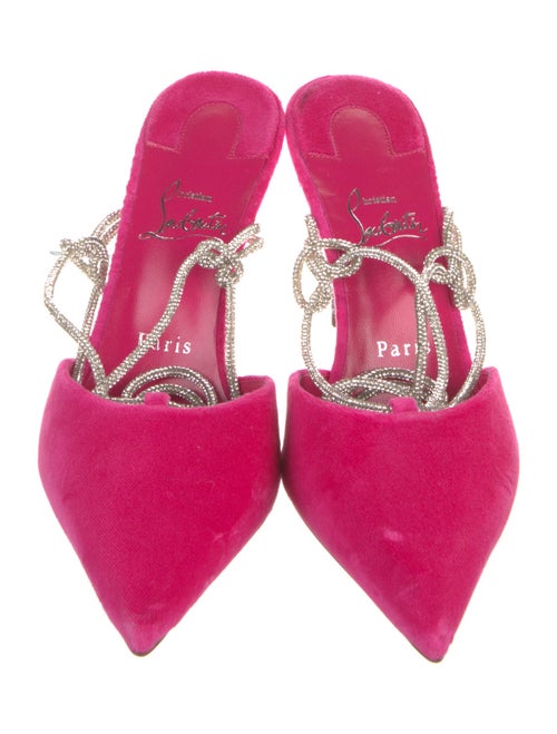 Christian Louboutin Velvet Crystal Embellishments Slingback Pumps