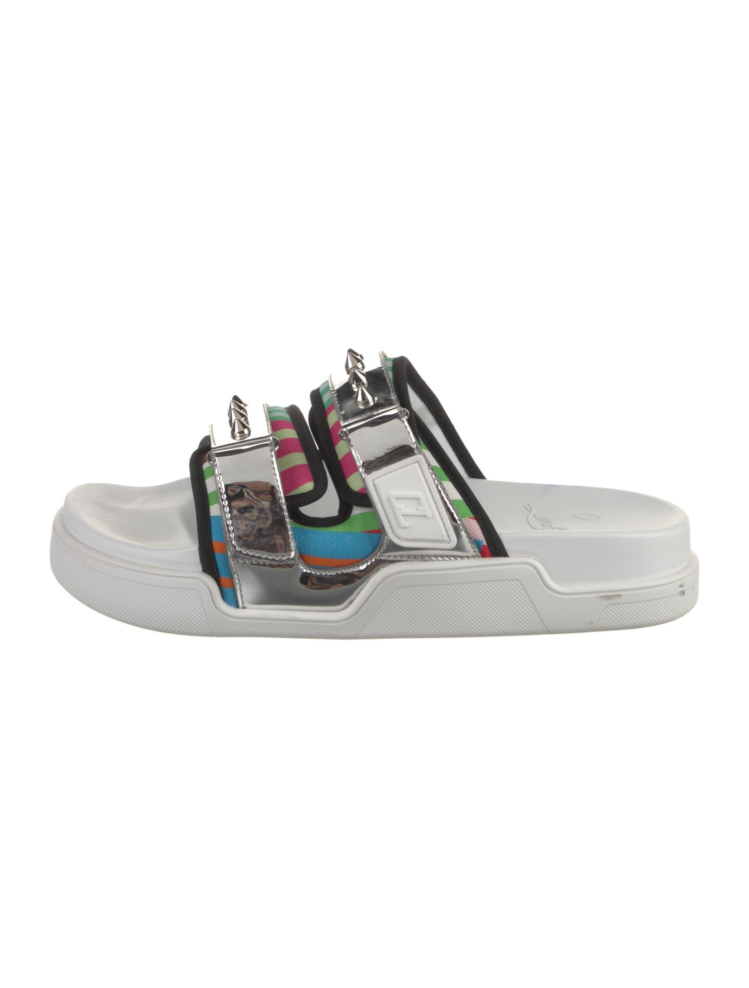 Christian Louboutin Canvas Printed Slides