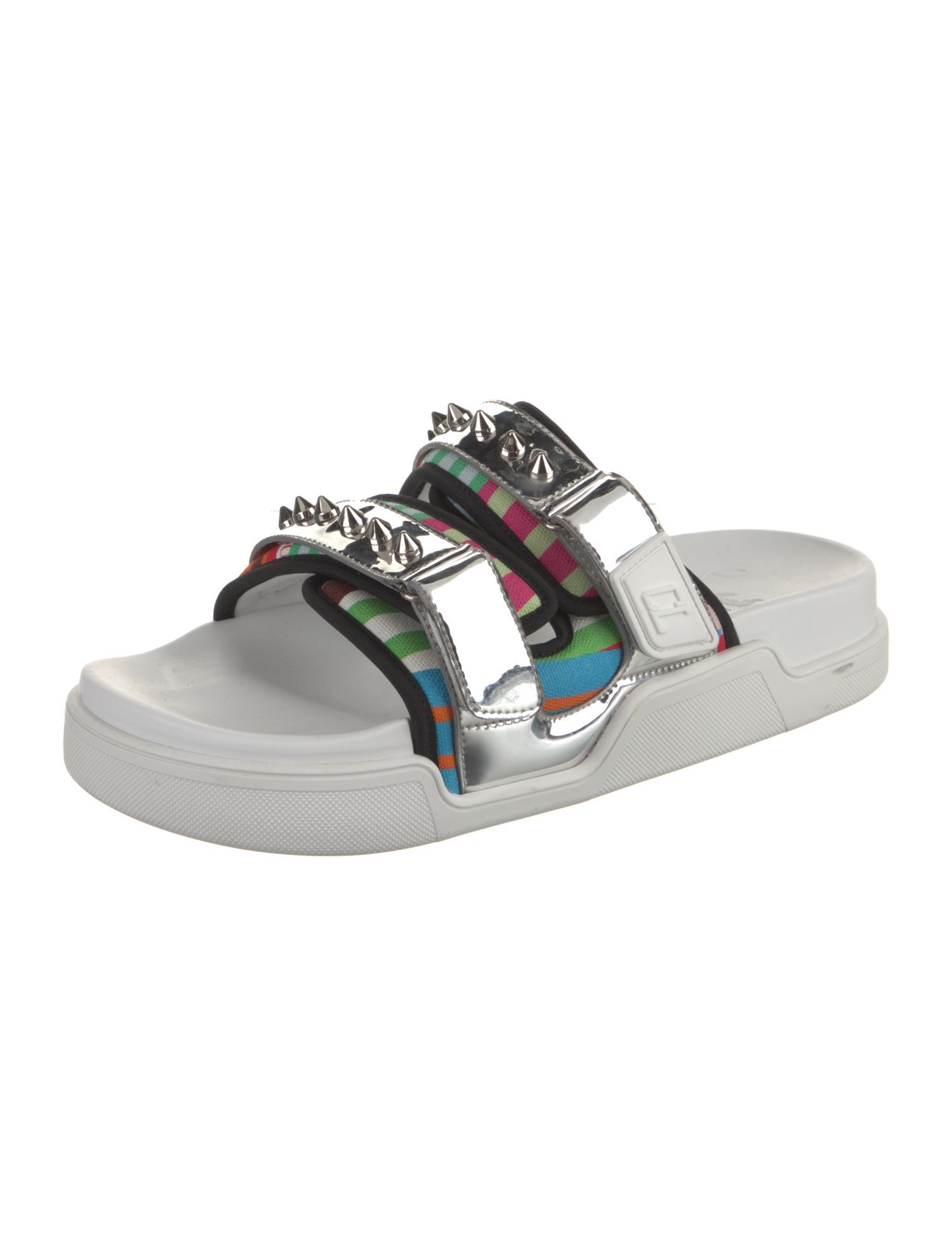 Christian Louboutin Canvas Printed Slides