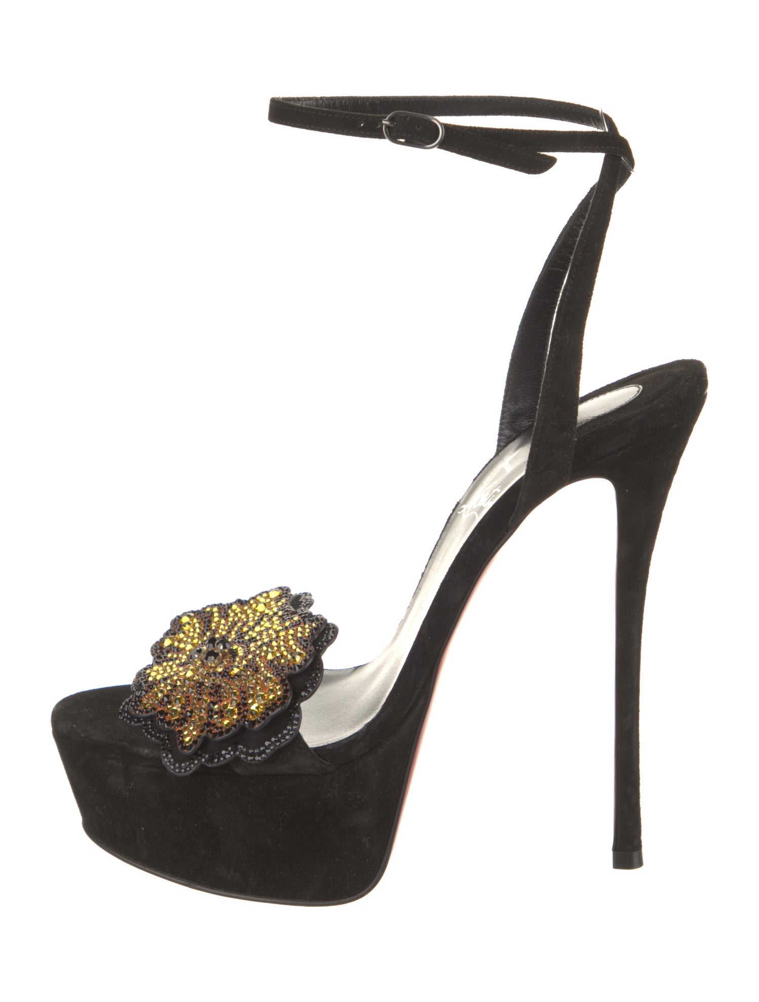 Christian Louboutin Suede Crystal Embellishments Sandals