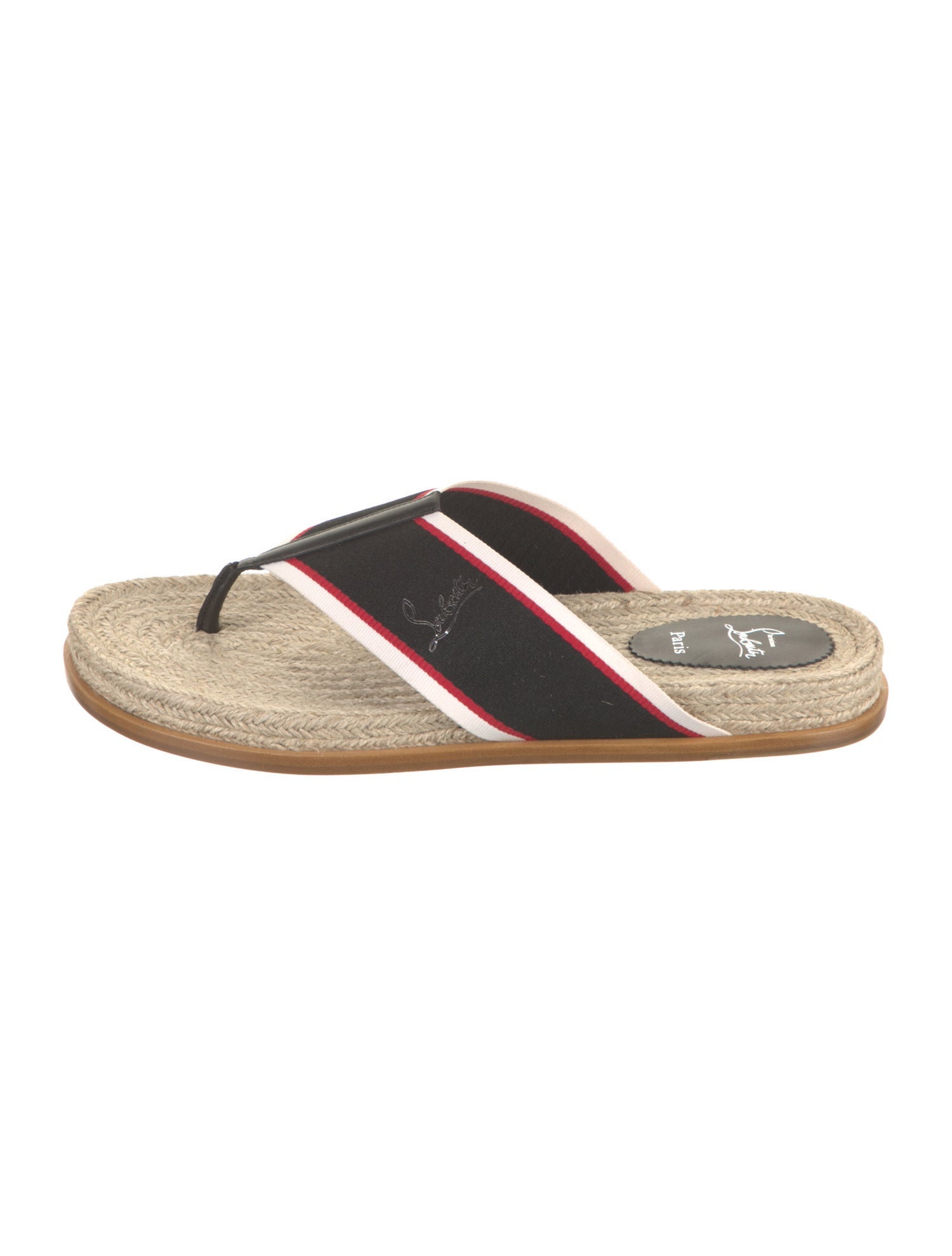 Christian Louboutin Raffia Striped Flip Flops