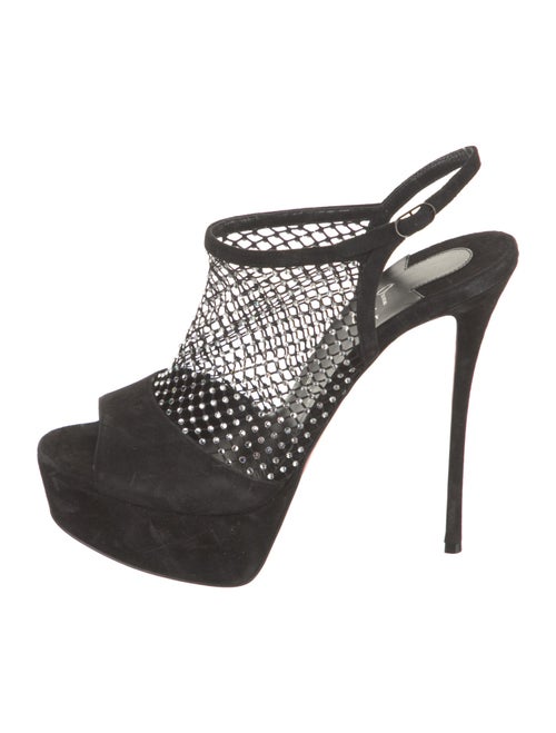 Christian Louboutin Suede Crystal Embellishments Slingback Sandals