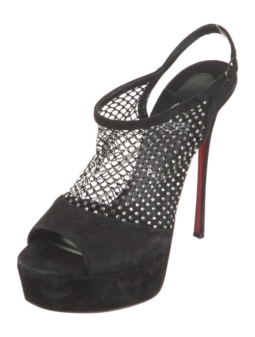 Christian Louboutin Suede Crystal Embellishments Slingback Sandals