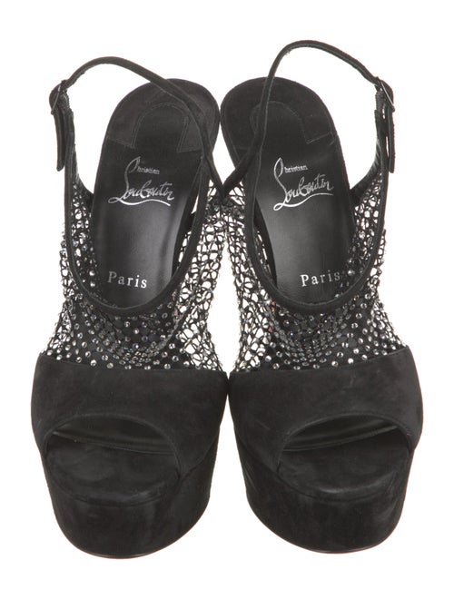 Christian Louboutin Suede Crystal Embellishments Slingback Sandals