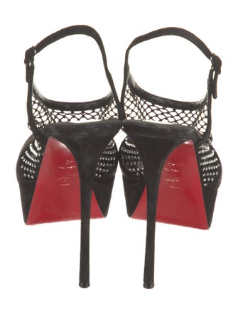 Christian Louboutin Suede Crystal Embellishments Slingback Sandals