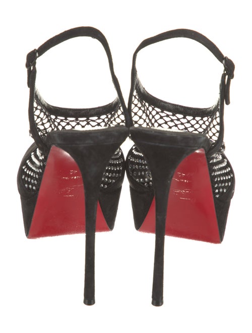 Christian Louboutin Suede Crystal Embellishments Slingback Sandals