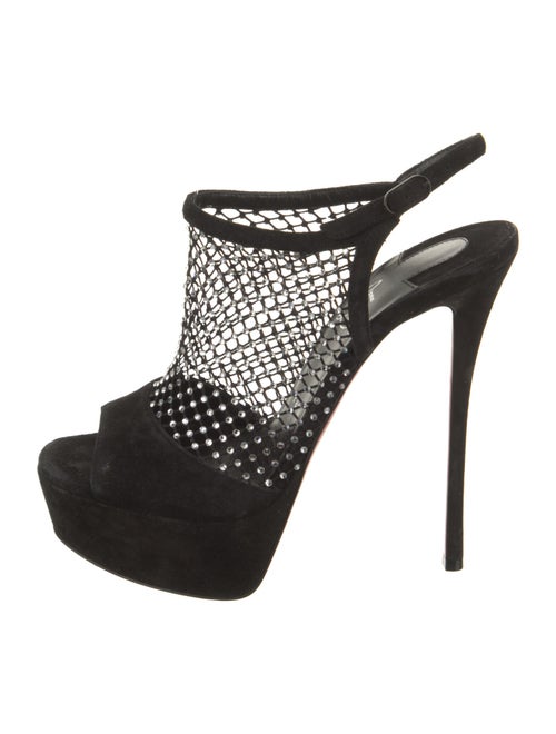 Christian Louboutin Suede Crystal Embellishments Slingback Sandals
