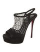 Christian Louboutin Suede Crystal Embellishments Slingback Sandals