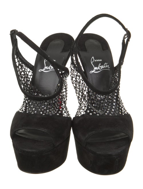 Christian Louboutin Suede Crystal Embellishments Slingback Sandals