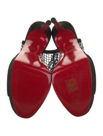 Christian Louboutin Suede Crystal Embellishments Slingback Sandals