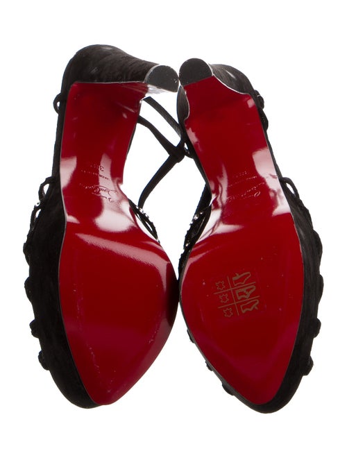 Christian Louboutin Suede Crystal Embellishments Slingback Sandals