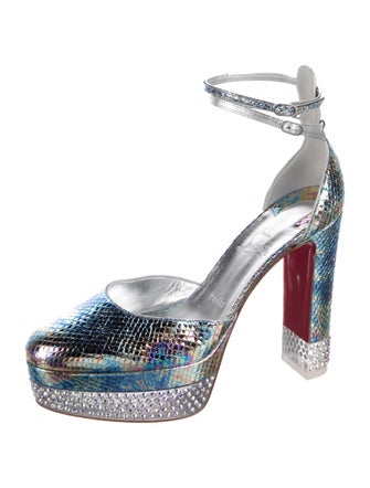 Christian Louboutin Embossed Leather Crystal Embellishments D'Orsay Pumps