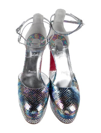 Christian Louboutin Embossed Leather Crystal Embellishments D'Orsay Pumps