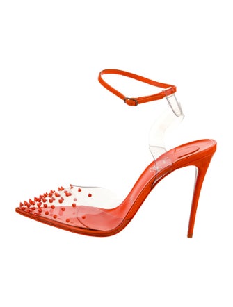 Christian Louboutin Patent Leather Studded Accents Slingback Pumps