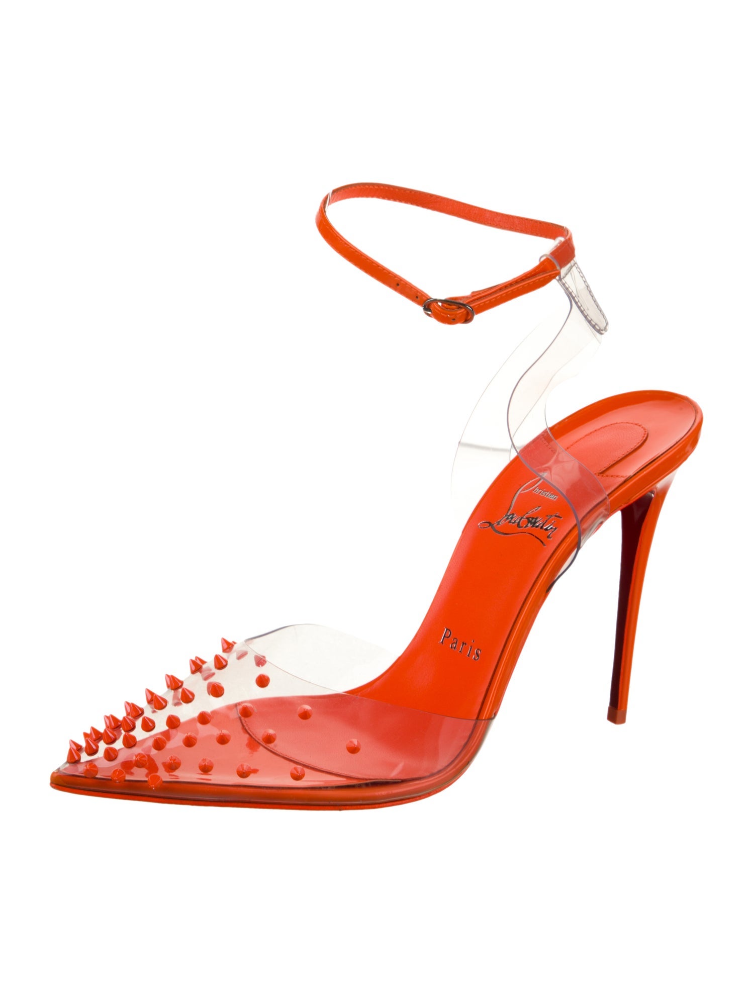 Christian Louboutin Patent Leather Studded Accents Slingback Pumps