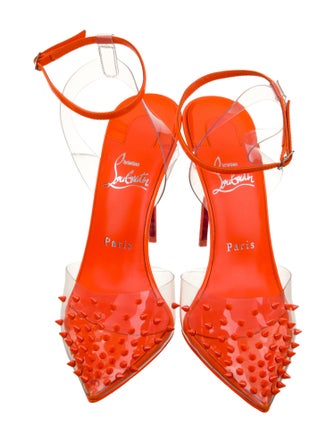Christian Louboutin Patent Leather Studded Accents Slingback Pumps