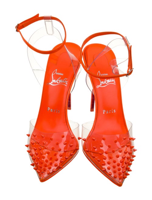 Christian Louboutin Patent Leather Studded Accents Slingback Pumps