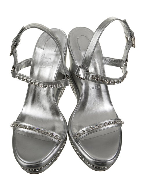 Christian Louboutin Leather Crystal Embellishments Slingback Sandals