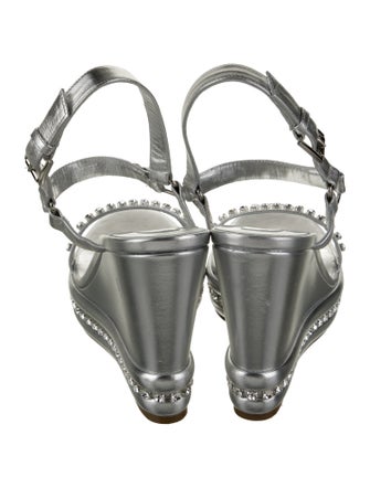 Christian Louboutin Leather Crystal Embellishments Slingback Sandals